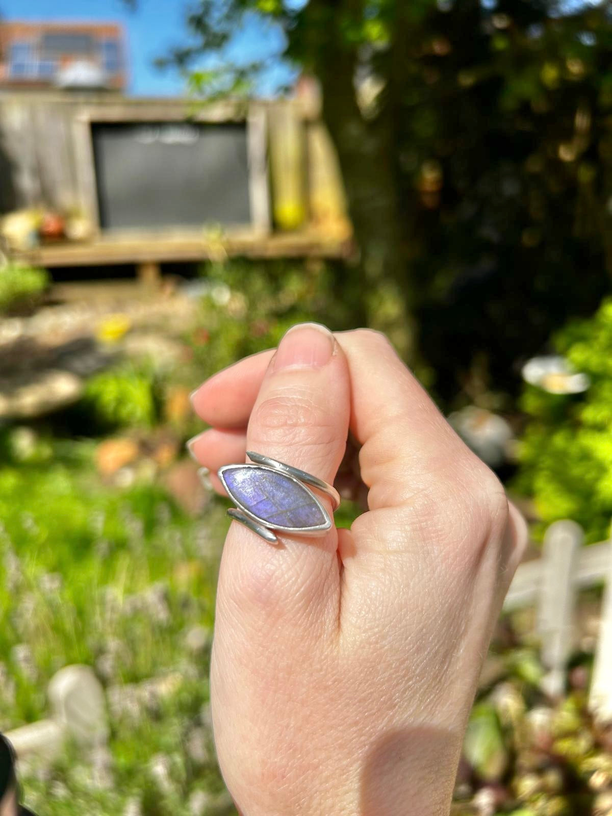 Purple Labradorite Twisted Ring (Size O)