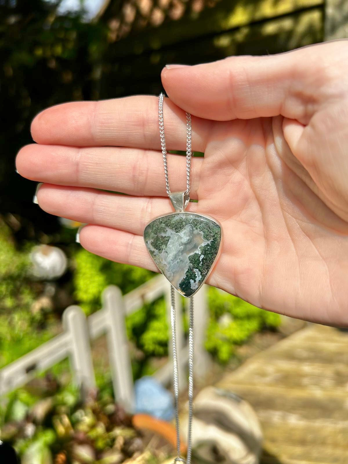 Teardrop Moss Agate Pendant
