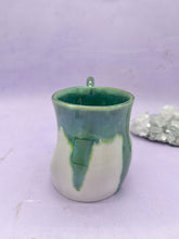 Load image into Gallery viewer, handmade white and green mug
